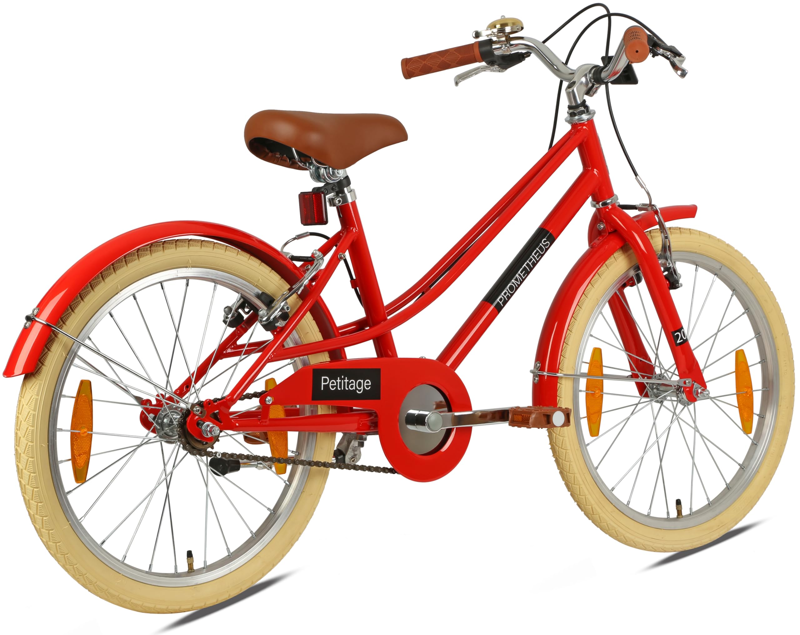 PROMETHEUS BICYCLES Bicicleta infantil retro de 20 pulgadas, 20 pulgadas, para niños a partir de 6 años, color rojo