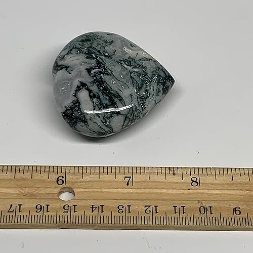 Miniatura 2 de 71.6g, 2"x2.1"x0.8", Natural Moss Agate Heart Gemstone, Crystal, Home Decor, Collectible, from India, B29517