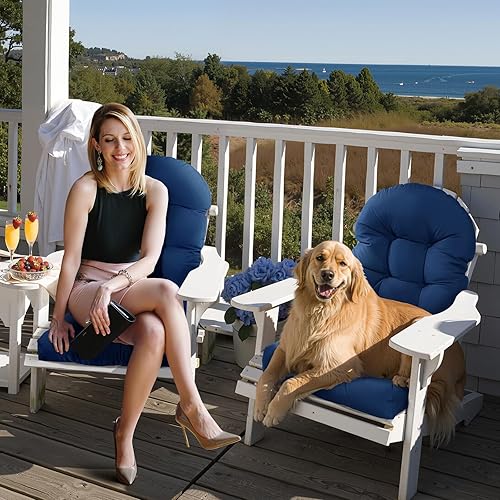 Miniatura 2 de Cojines para silla mecedora de respaldo alto para exteriores, impermeables, color verde azulado, paquete de 2 cojines de repuesto acolchados con