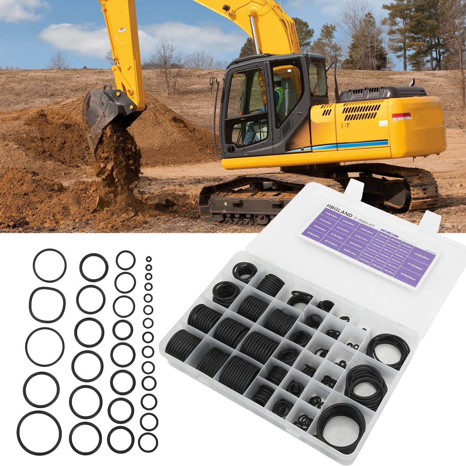 Kit de juntas tóricas Kit surtido O-ring Junta tórica Juntas de goma HNBR premium para excavadora SH 447 piezas Kit O-ring AC