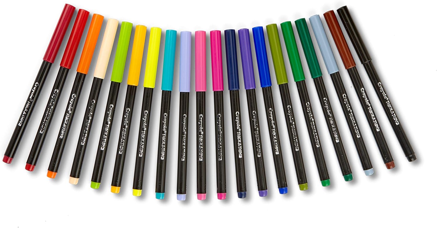 Crayola Thick and Thin Markers, Conical Tip Markers, 20 Count: Toys & Games