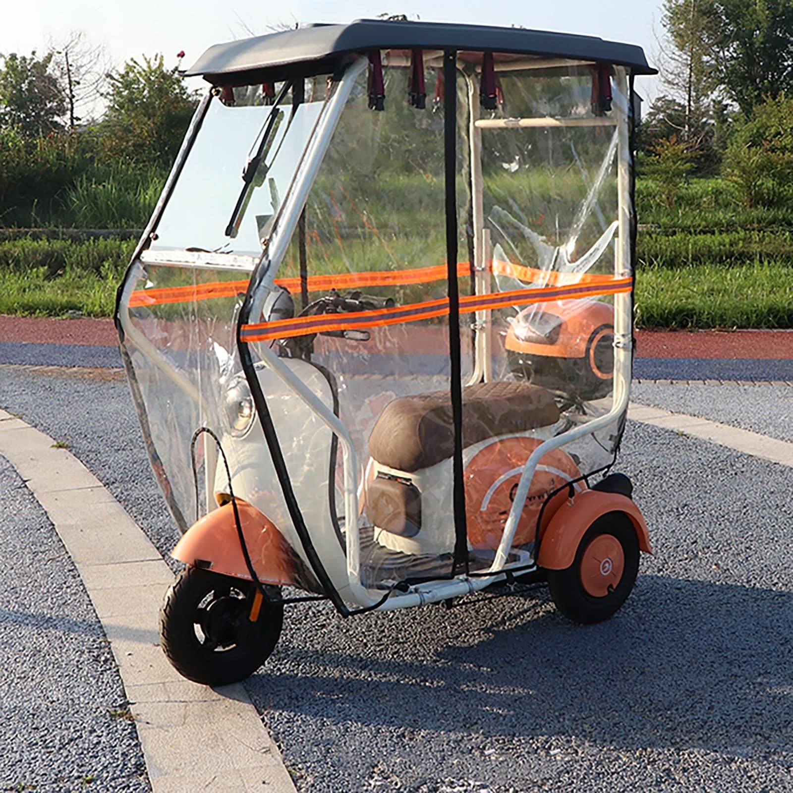 Housse pour tricycle électrique étanche bâche extérieure avec bandes