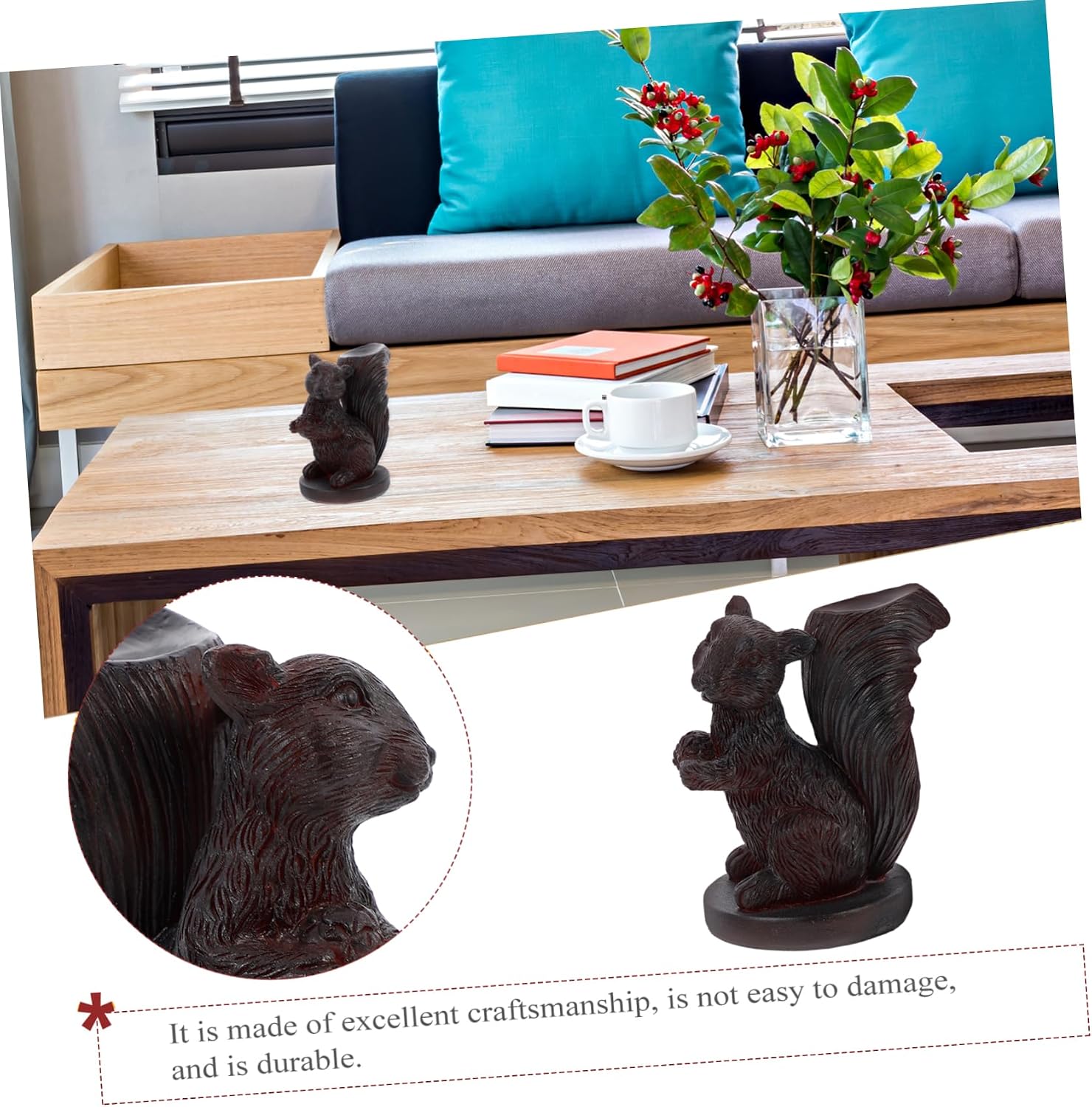 ORFOFE Chic Squirrel Ornaments Resin Stand Crystal Balls Holder Home Office Decor