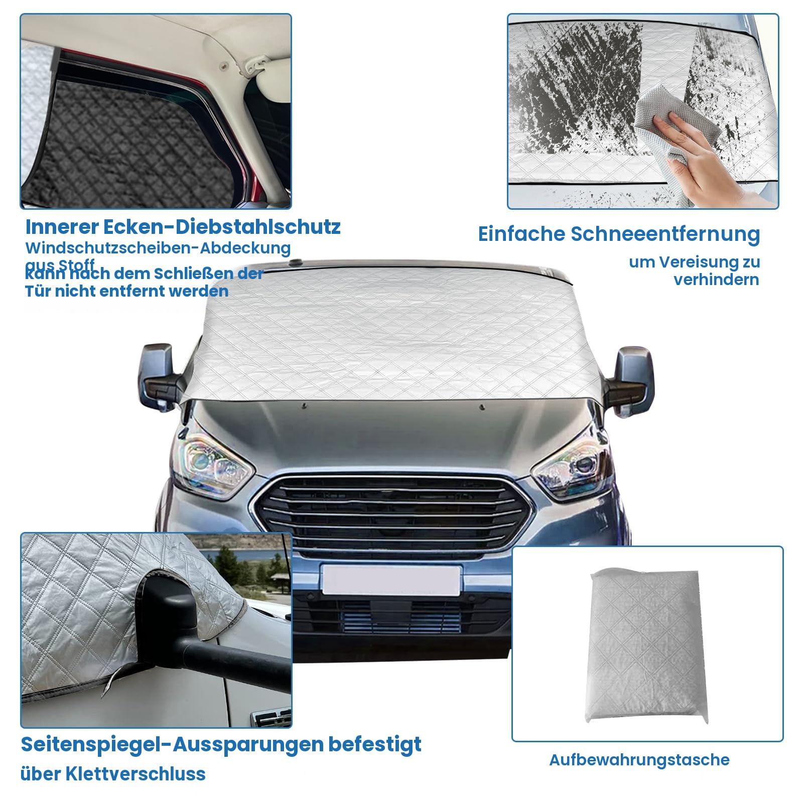 Windschutzscheibenabdeckung für VW T6, faltbar, thermisch, Anti-Sonnenschutz, Schnee, Frost