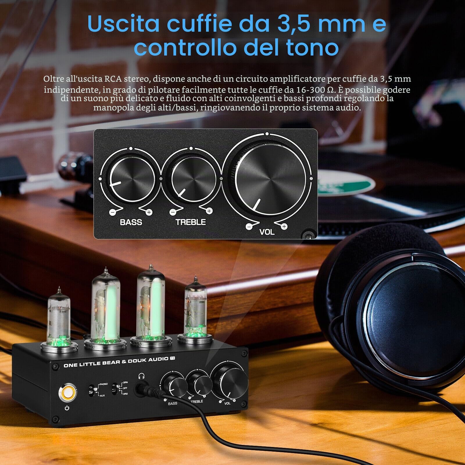 HiFi 6E2 Preamplificatore a valvole Phono Preamp per giradischi MM/MC Amplificatore per cuffie