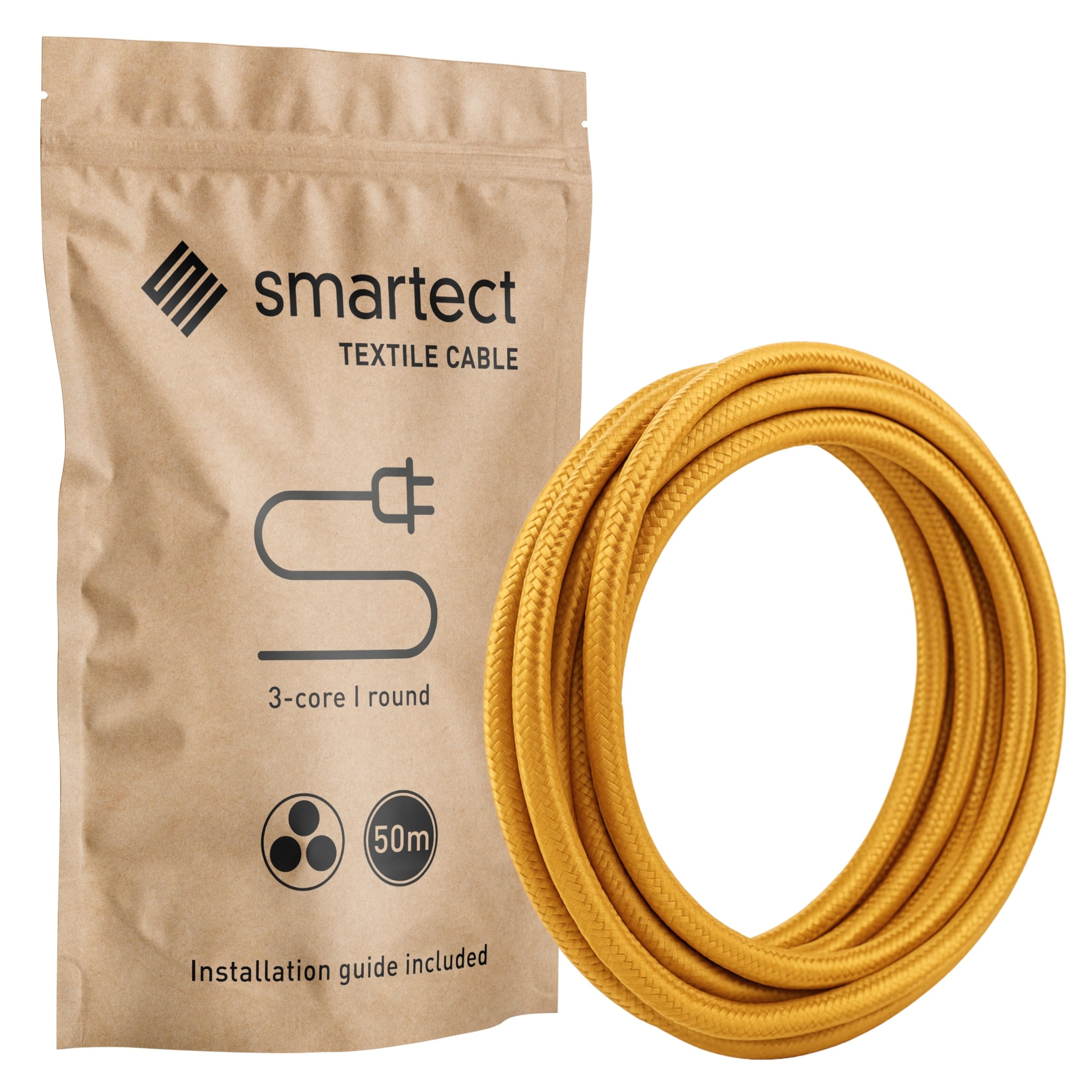 smartect Cable Textil en Color Marrón, Cable Electrico 3 Hilos de 5 Metros (3 x 0,75 mm²) Cuerda para Lampara con Revestimiento Textil para su Proyecto DIY — view 12
