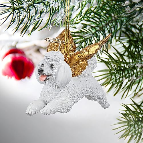Miniatura 63 de Design Toscano Pitbull Dog Angel - Adorno navideño para árbol de Navidad, 4 pulgadas, resina de piedra fundida, acabado marrón y dorado Marrón