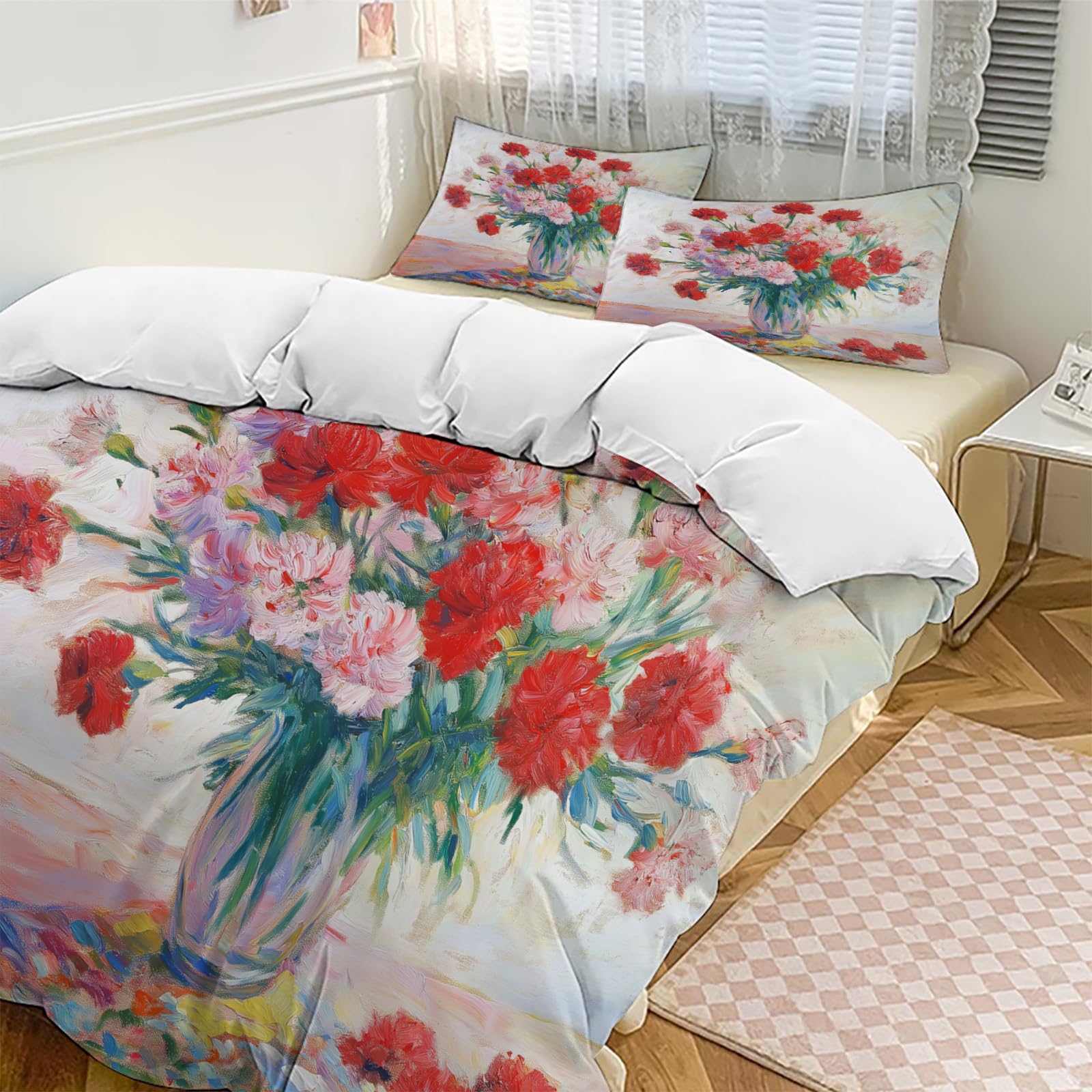 Housse de couette fleurs 3D nature morte avec parure de lit chic