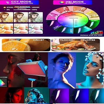 AI-3000C RGB LED Video Light Dimmable 2800k-9990k 300w CRI 95 Studio Photo Lamps Metal Panel with 12 Lighting Effects with powerCON Cable, 3m DC Cable and carrybag (AI-3000 C Blue)