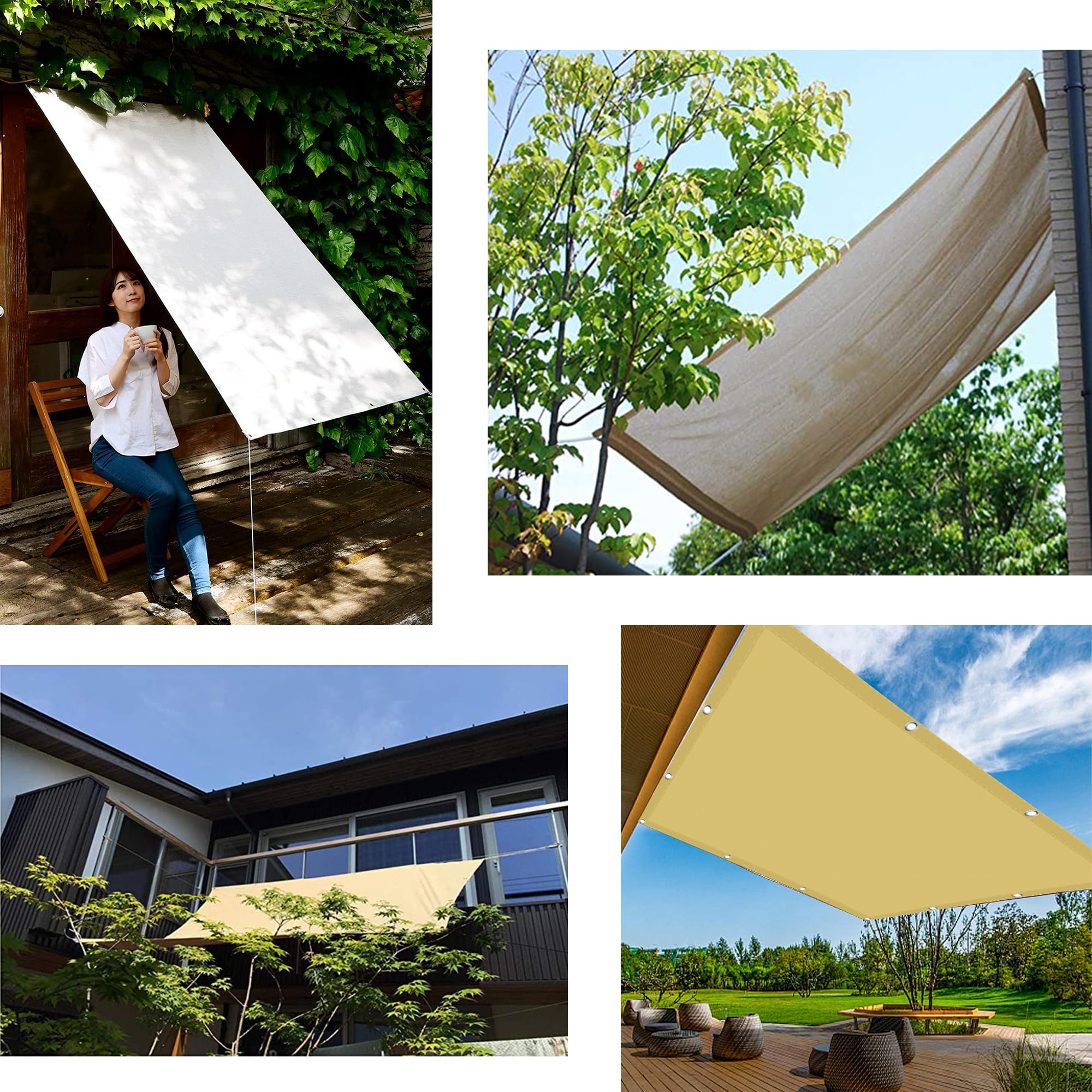 Wodoodporny Parasol Przeciwsłoneczny 85 x 700 cm Prostokąt Wodoodporny 98% Blokada UV Pokrywa Zacieniająca Z 4 Linami Antypoślizgowymi Na Taras Ogrodowy, Ciemny szary