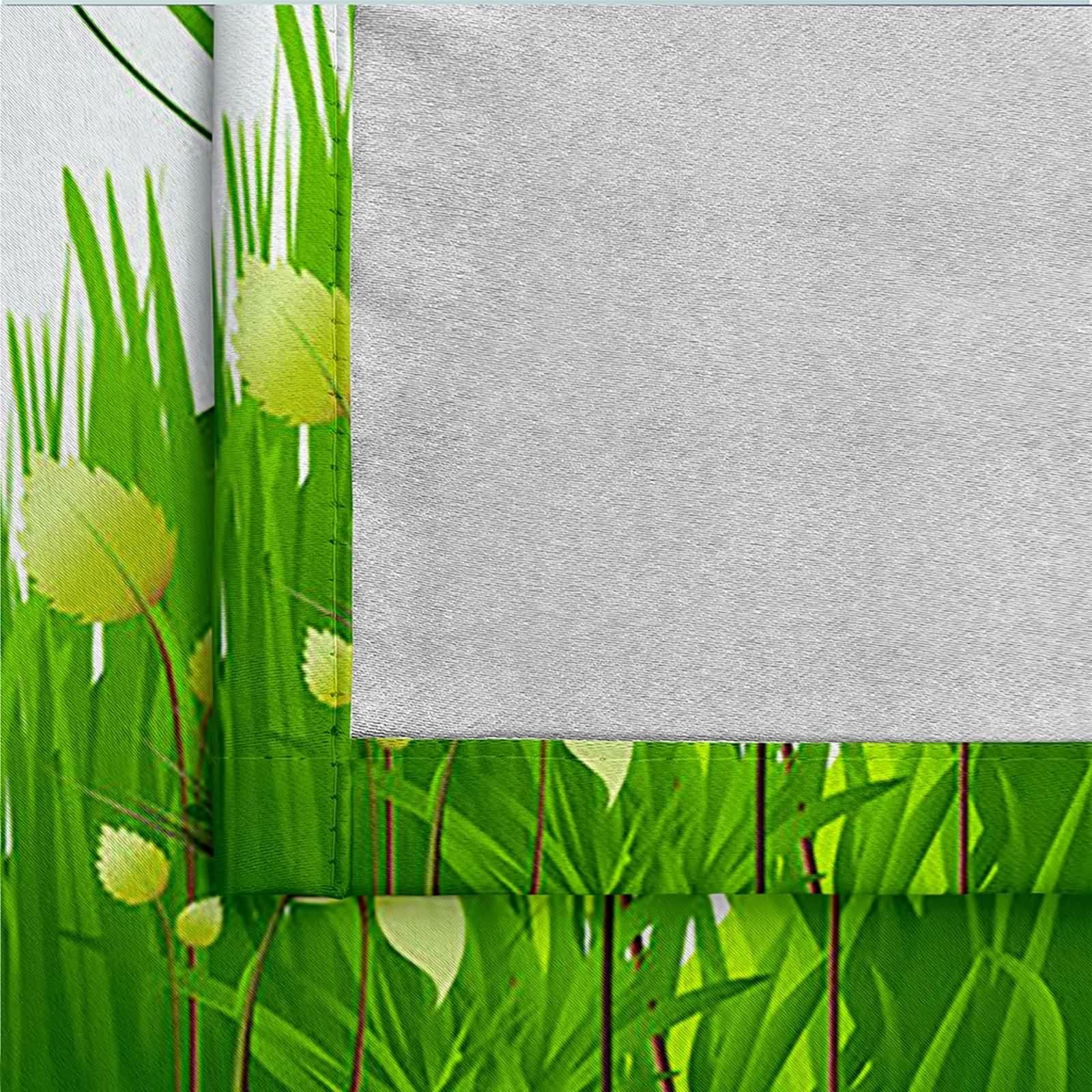 Rideau Occultant, Rideau Vert Anniversaire Polyester Motif d'herbe et de Feuilles 107L x 229H CM Lot de 2