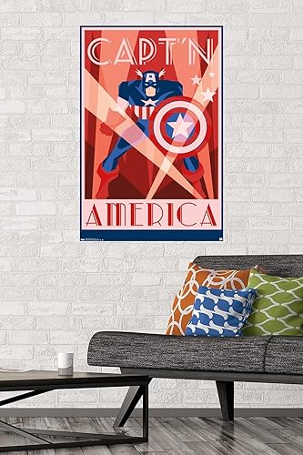 Miniatura 2 de Trends International Marvel Comics - Póster de pared Art Deco del Capitán América, 22.375 x 34 pulgadas, versión premium sin marco