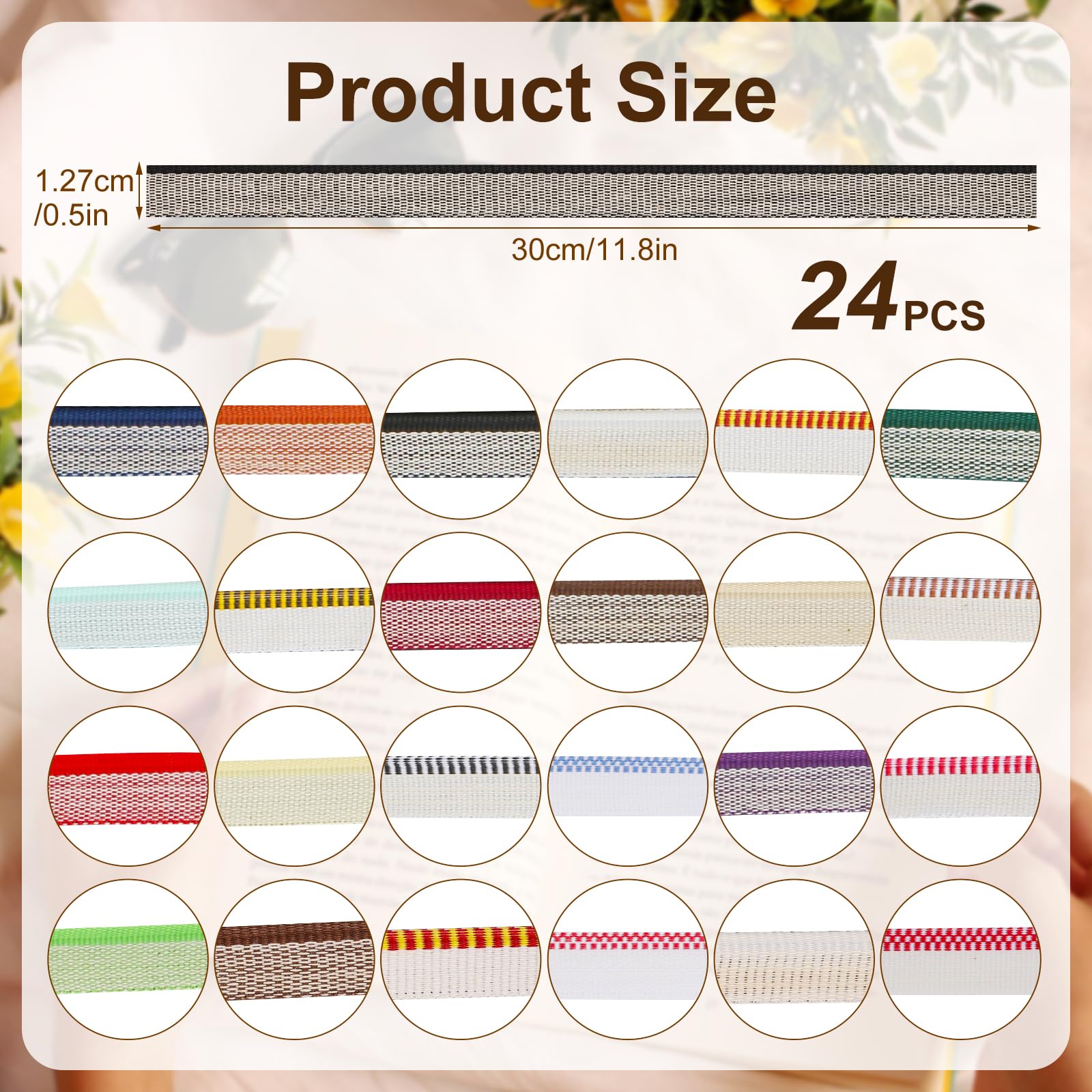 Nastro Per Rilegatura Libri - 52 Colori, Tessuto, 11.8x0.5 Pollici, Per Legatoria E Decorazione - Foto 9