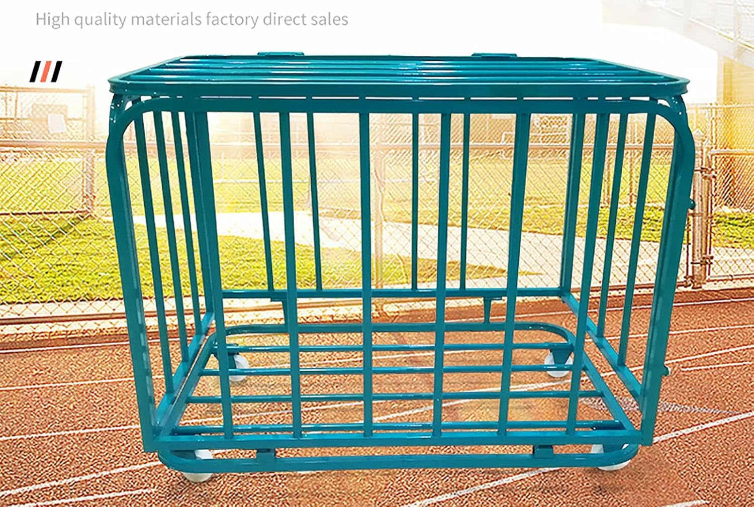 Large Metal Exercise Ball Holder with Wheels - Lockable Sports Equipment Organizer Rack for Gym, Garage & School - Green Basketball Storage Cart/Basket for Outdoor Use