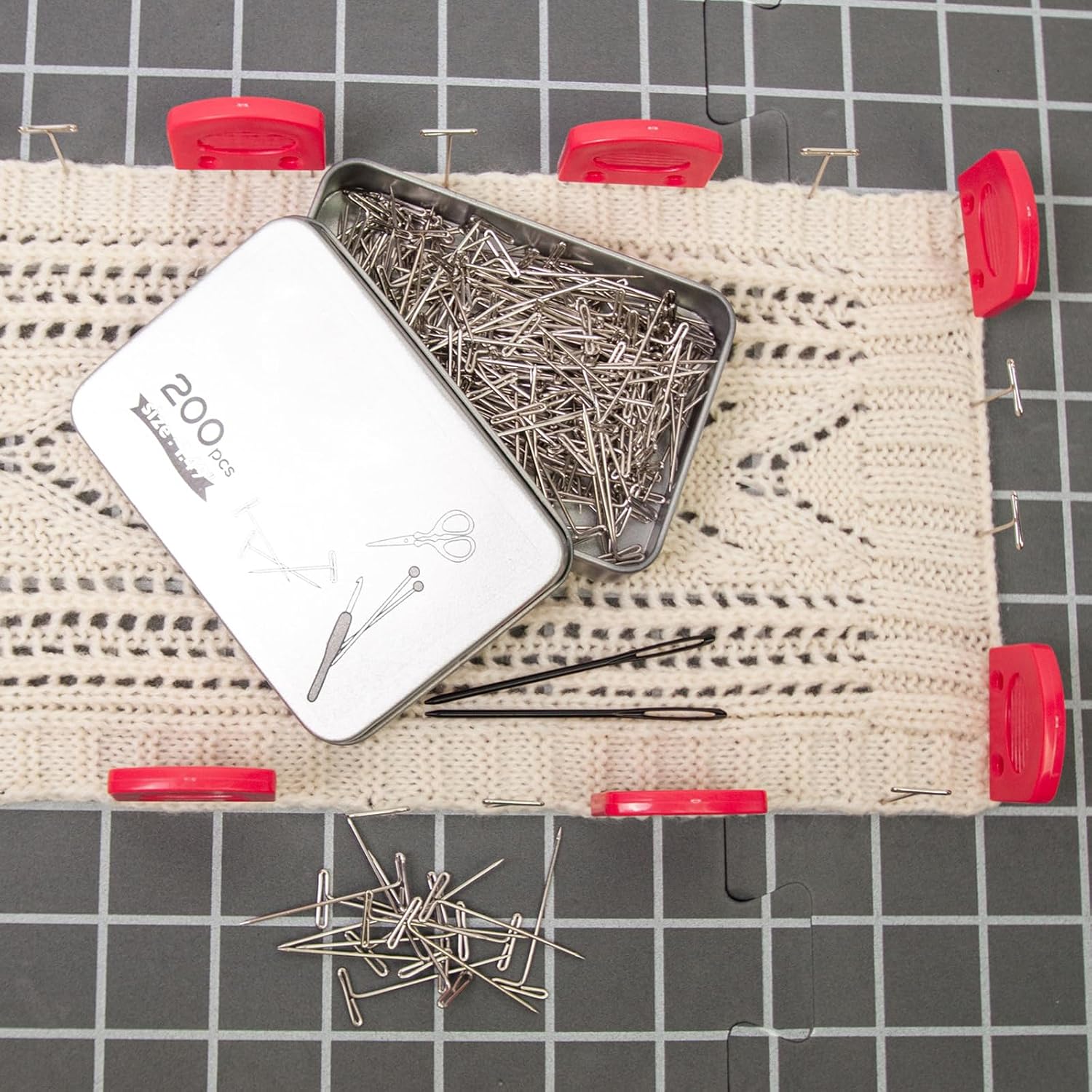 Shurhome 32x32cm Knitting Blocking Mat Foam Board with Knit Comb for Knitting Crocheting Granny Square Making Blocking Board