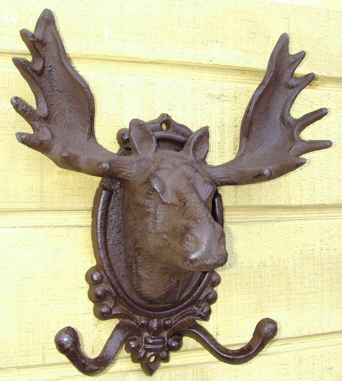 Treasure Gurus Cast Iron Moose Head Wall Hook