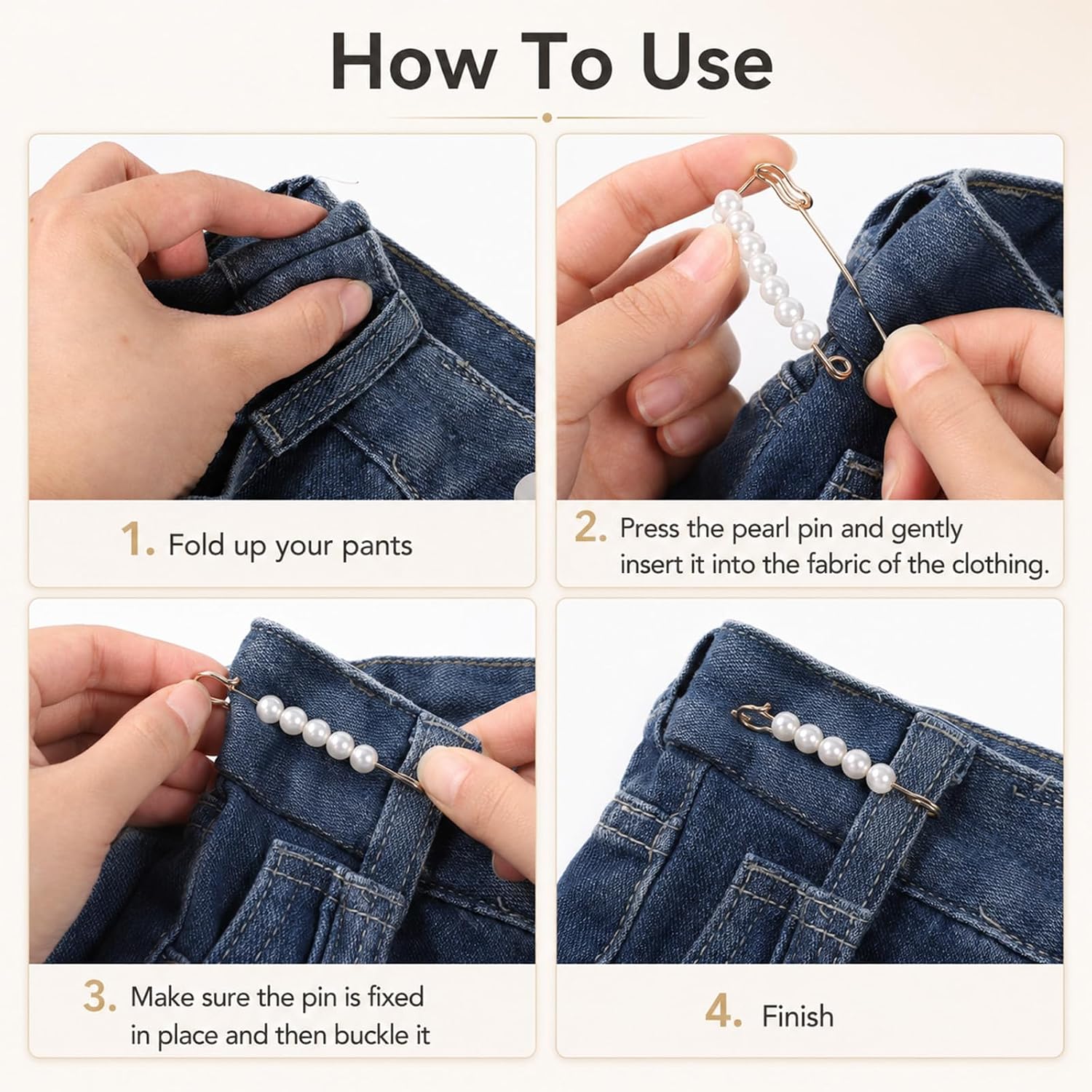 8Pcs Pearl Safety Pins, Pearl Pins for Pants, Decorative Safety Pin Brooches and Pining for Women, Large Safe Pin Bag Charm for Clothes, Scarves, Wedding Accessories