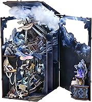 Vista 10 de Kit de rincón de libros, kit de bricolaje en miniatura para casa de muñecas, rompecabezas de madera 3D, decoración con luz LED para adolescentes