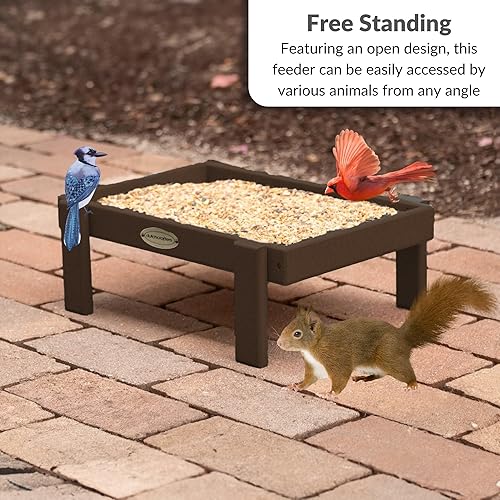 Miniatura 3 de DutchCrafters Amish Comedero para pájaros de plataforma hecho en Estados Unidos, comedero para pájaros terrestres para exteriores, comedero para