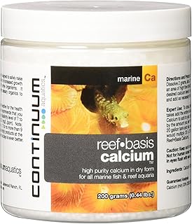 Continuum Aquatics Reef Basis Calcium - Calcium Powder for Marine Fish and Reef Saltwater Aquariums, 200-g, QCALD200