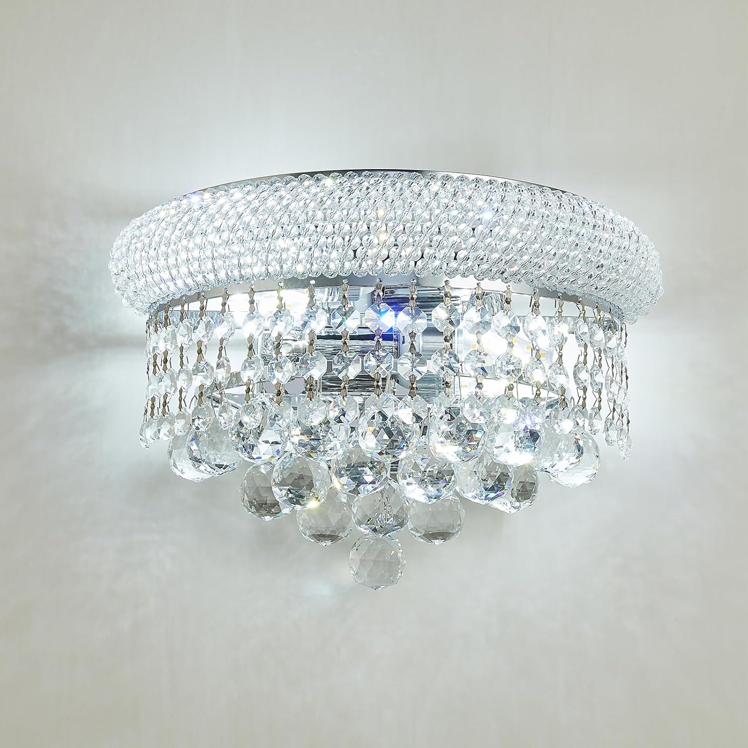 Empire Crystal Wall Sconces, Gold Wall Light Fixtures, Luxury Wall Lamp for Living Room Bedroom Bathroom Bedside Hallway Stairway