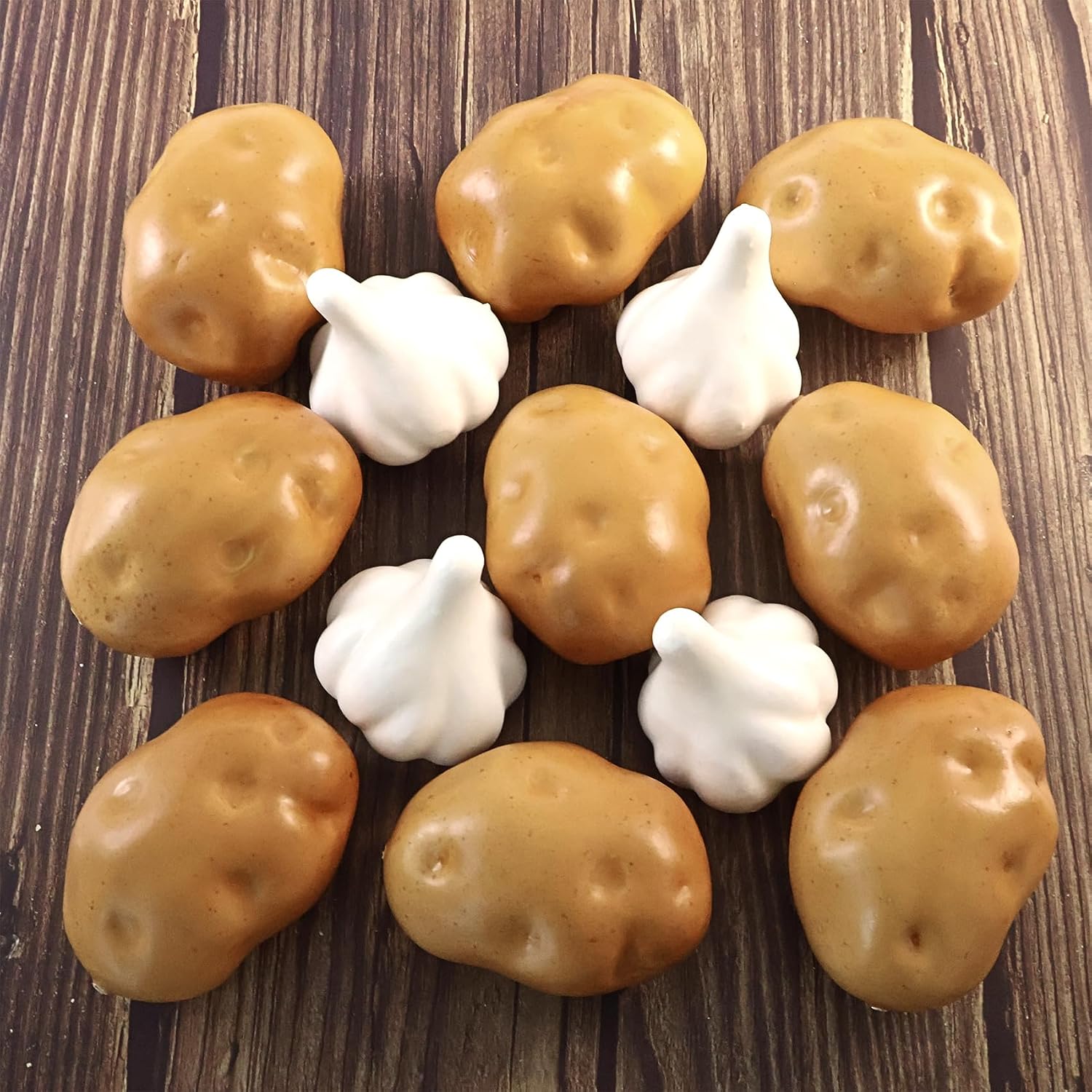 15 Pcs Fake Vegetables Pack, Artificial Vegetables for Decoration Kitchen, Lifelike Fake Potato Artificial Garlic Decoration Home Fruit Shop Supermarket, Realistic Faux Vegetables Potato Decor