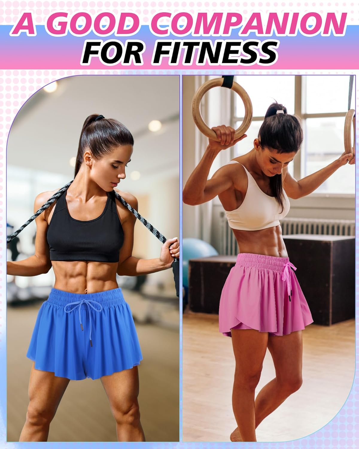 3 Pcs Flowy Running Shorts for Women 2 in 1 Butterfly Shorts with Pockets Spandex Liner Athletic Workout - Image 6