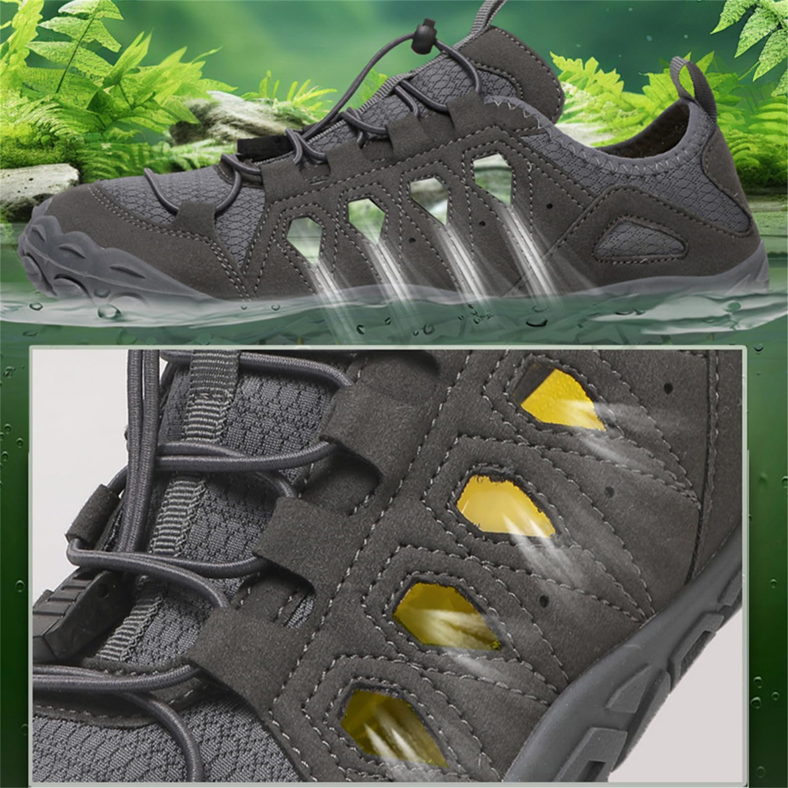 Fansu Zapatos de Agua para Hombre Mujer, Antideslizantes Zapatos para Playa de Secado Rápido, Zapatillas Barefoot Transpirable Calzado Acuático para Yoga, Fitness, Piscina, Surf