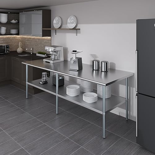 Vista 61 de AmGood Mesa de trabajo de acero inoxidable de 18 pulgadas x 36 pulgadas Mesa de preparación de alimentos de cocina de metal NSF