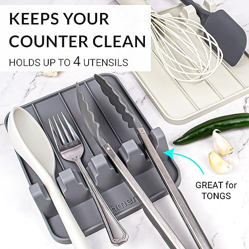 Miniatura 8 de Soporte de silicona para utensilios y cucharas, resistente al calor para múltiples utensilios, almohadilla de goteo apta para lavavajillas para