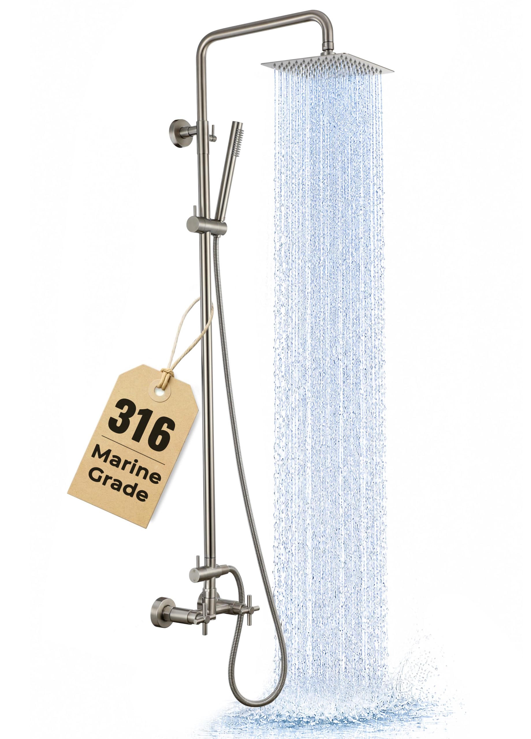 G‑Promise 316 - Kit de ducha para exteriores de acero inoxidable de grado