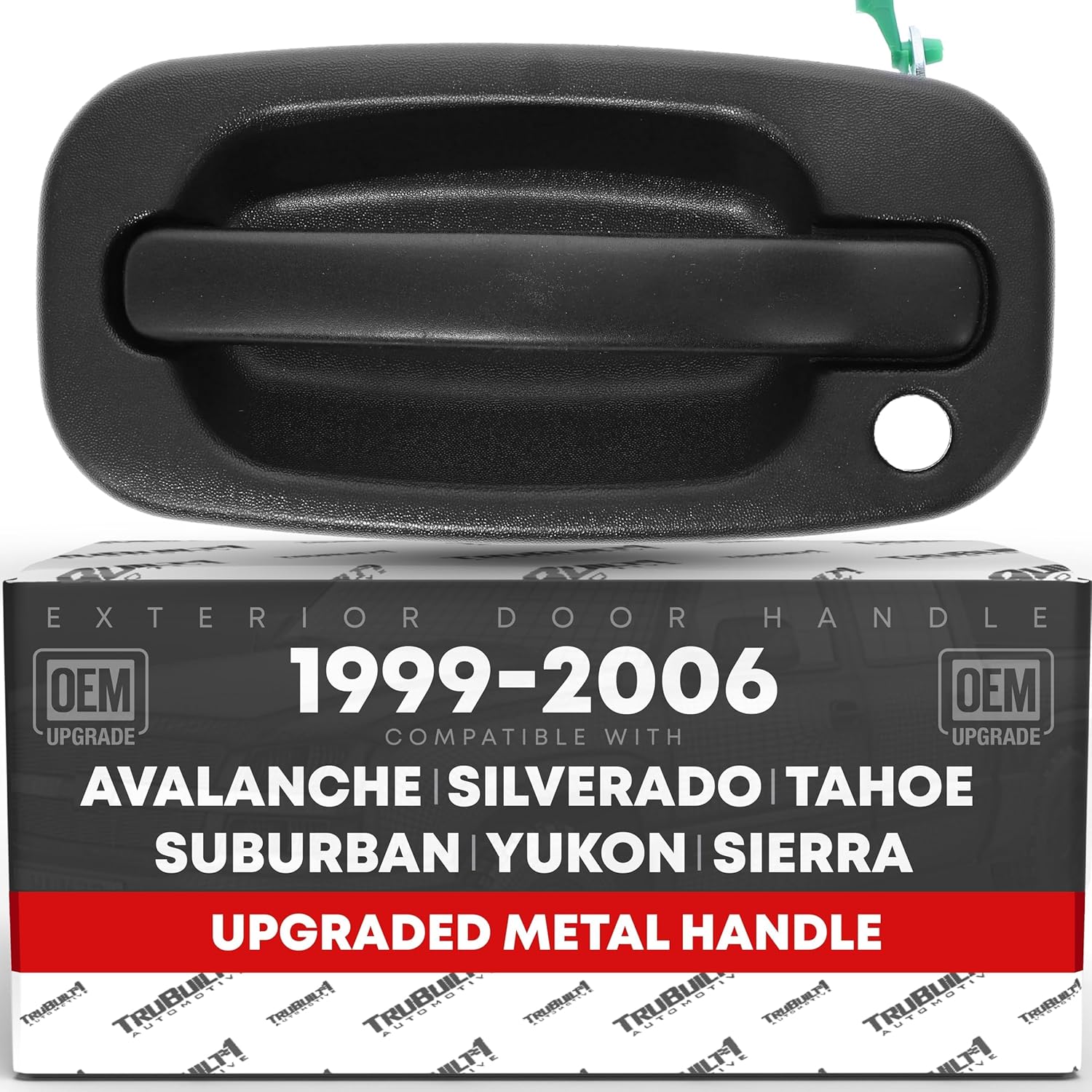 Exterior Front Driver Door Handle, Upgraded Metal – Compatible with 1999-2006 Chevrolet Silverado, Tahoe, Suburban, Avalanche; 99-06 GMC Sierra, Yukon – Textured Black – OEM 15034985, 77261, GM131012