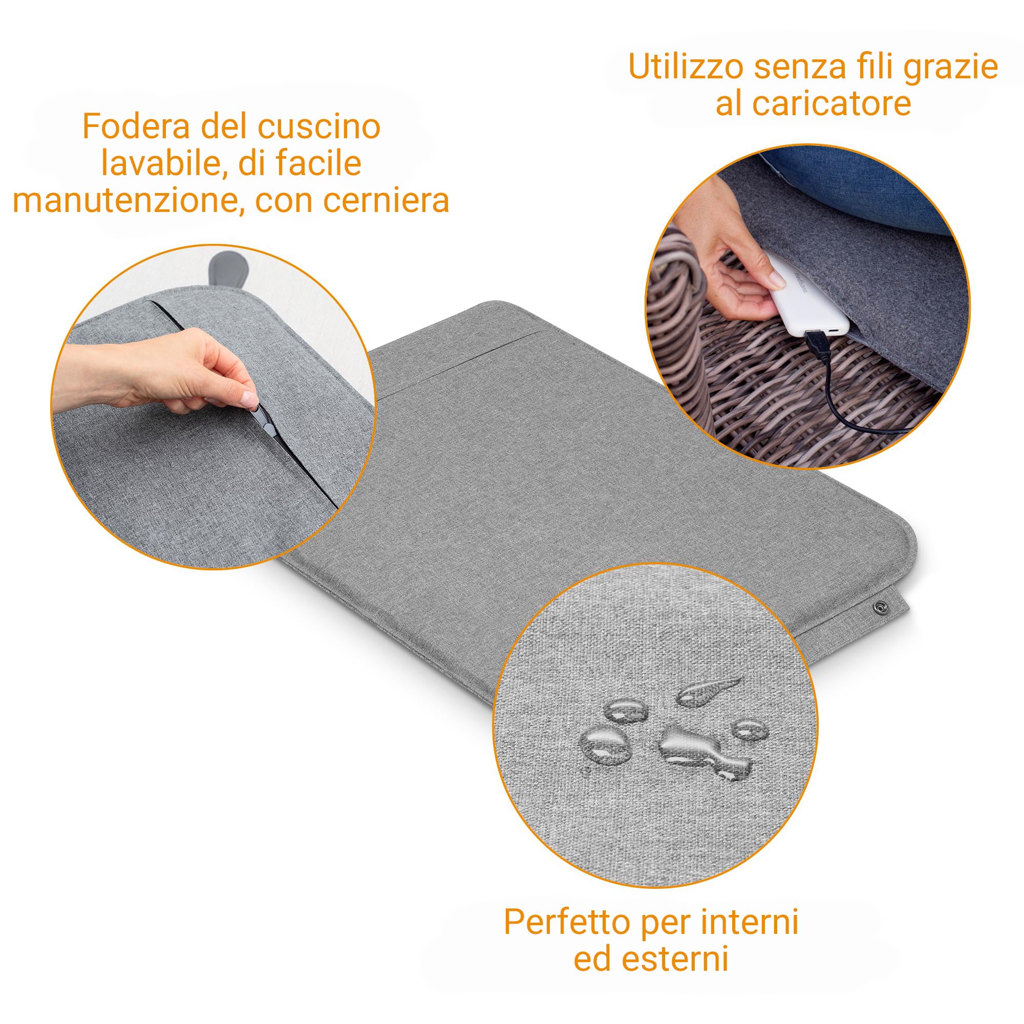 medisana OL 750 cuscino riscaldante con funzione di calore, cuscino riscaldante per uso esterno in clima fresco, 3 livelli di temperatura con superficie in morbido feltro