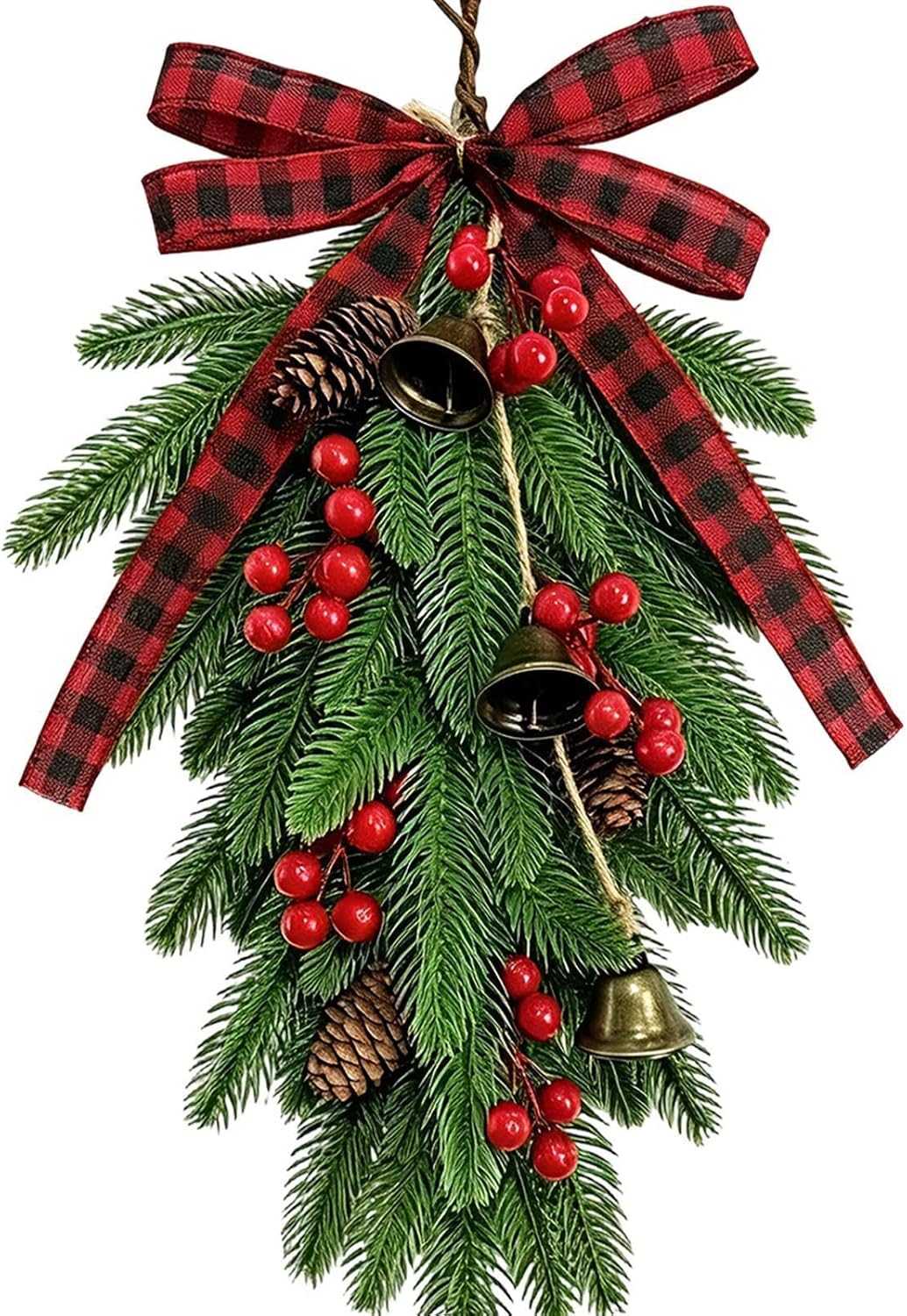 Artificial Christmas Teardrop Swag, Holiday Porch Decor, Holiday Wreath