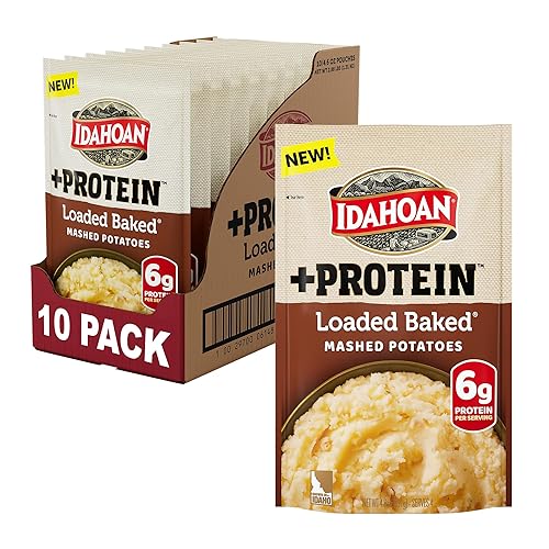 Idahoan Loaded Baked +Protein Mashed Potatoes, Naturally Gluten-Free, 100% Real