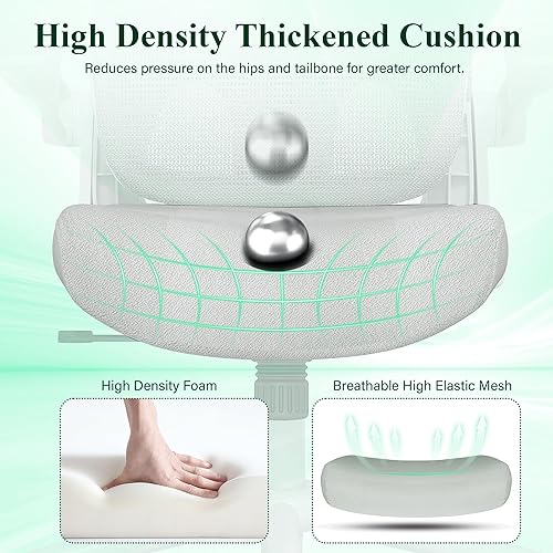 Miniatura 7 de SUNNOW Silla de oficina ergonómica, cómoda silla de escritorio de malla, sillas de juegos de computadora de respaldo alto con soporte lumbar