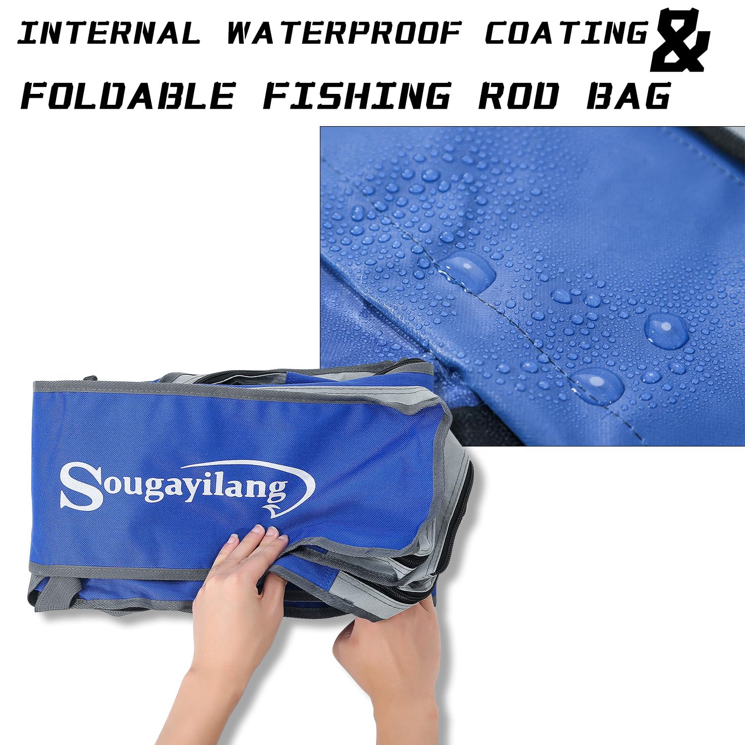 Sougayilang Bolsa de Caña de Pesca Portátil de 3 Capas, Bolsa de Transporte para Aparejos al Aire Libre