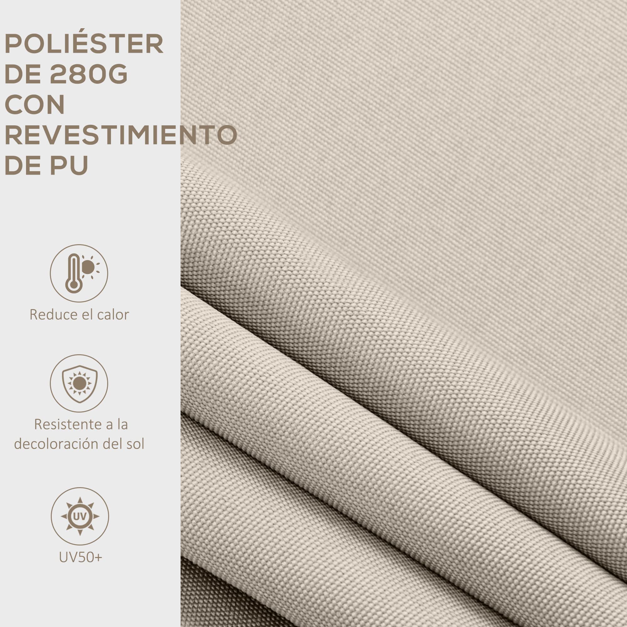 Outsunny Toldo Manual Retráctil 200x250 cm, Toldo Exterior Terraza con Ángulo Ajustable, Brazo Articulado, Montaje a Pared, Estructura de Aluminio, Anti-UV50+ e Impermeable, para Jardín, Crema