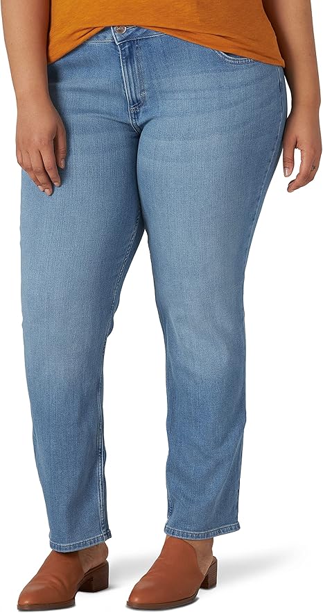Lee Women's Plus Size Legendary Mid Rise Straight Leg Jean