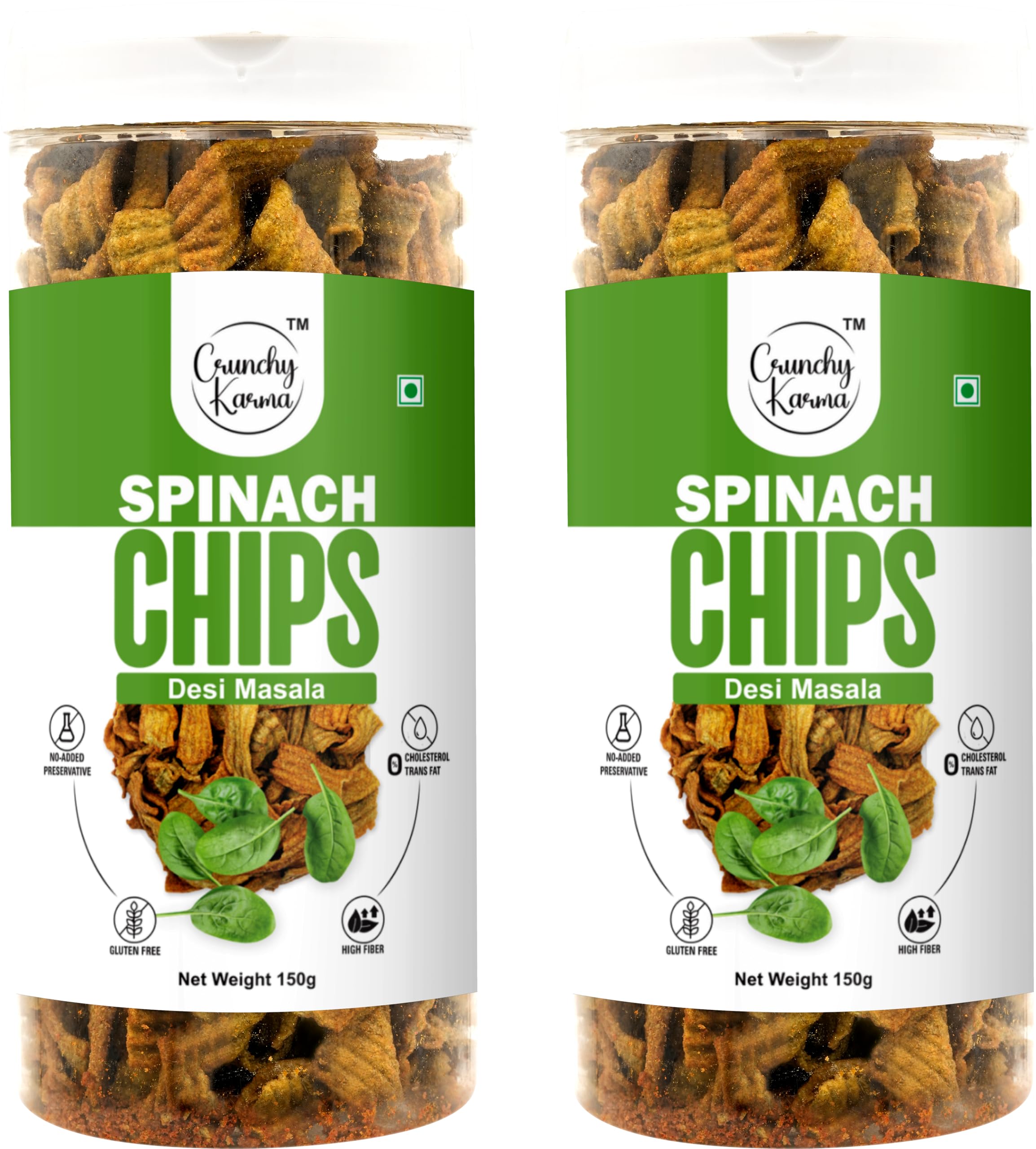 Spinach Chips Desi Masala Flavor | Crunchy & Healthy Vegetable Chips | Gluten Free, High Fiber Snack | Low Calorie, No Added Preservatives | Indian Tasty Snack for All Ages – 150g(Pack of 2)-image-15