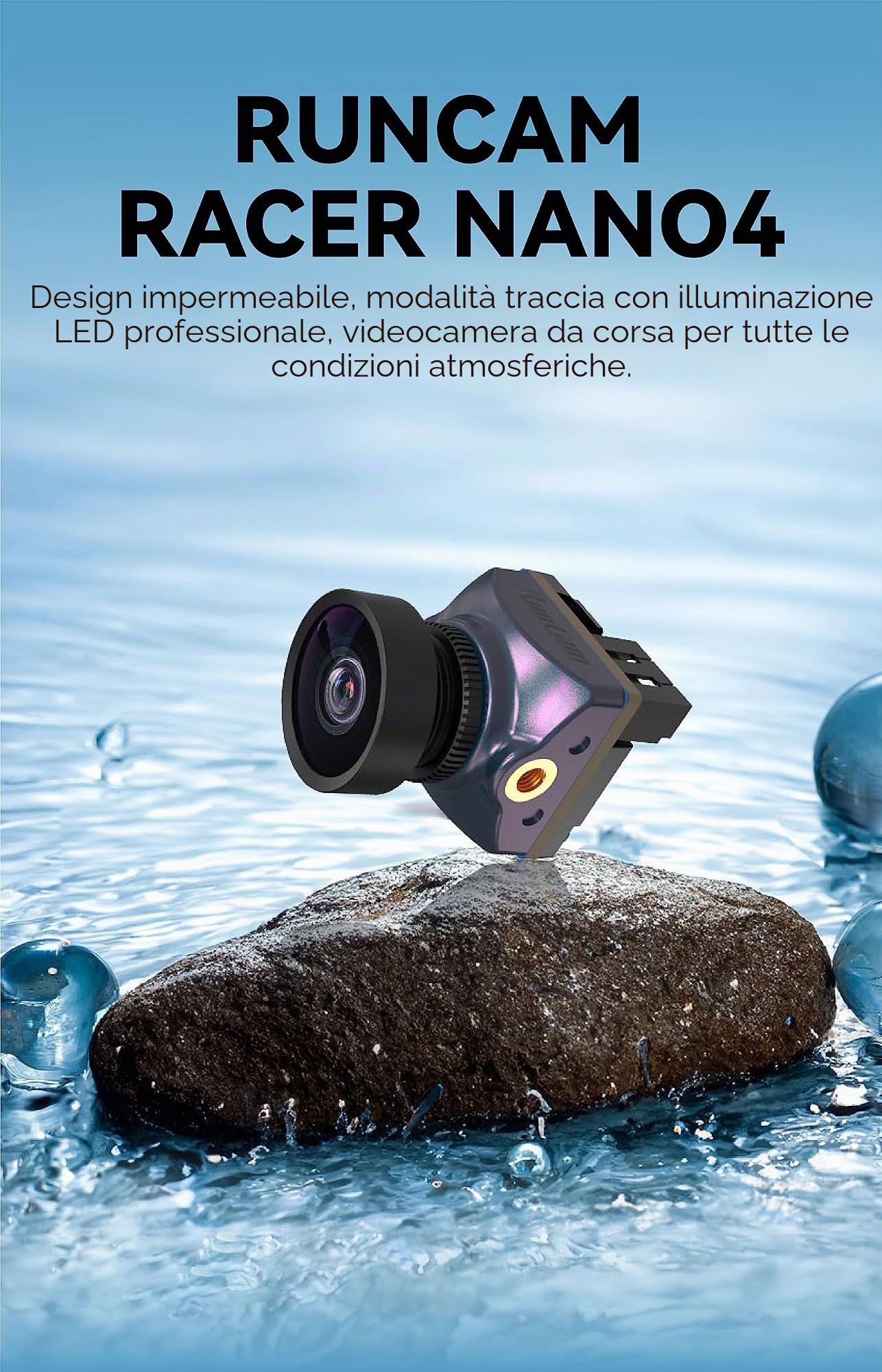 RunCam Racer Nano 4 FPV Camera - Telecamera da corsa impermeabile 1200TVL per tutte le condizioni atmosferiche per drone da corsa FPV