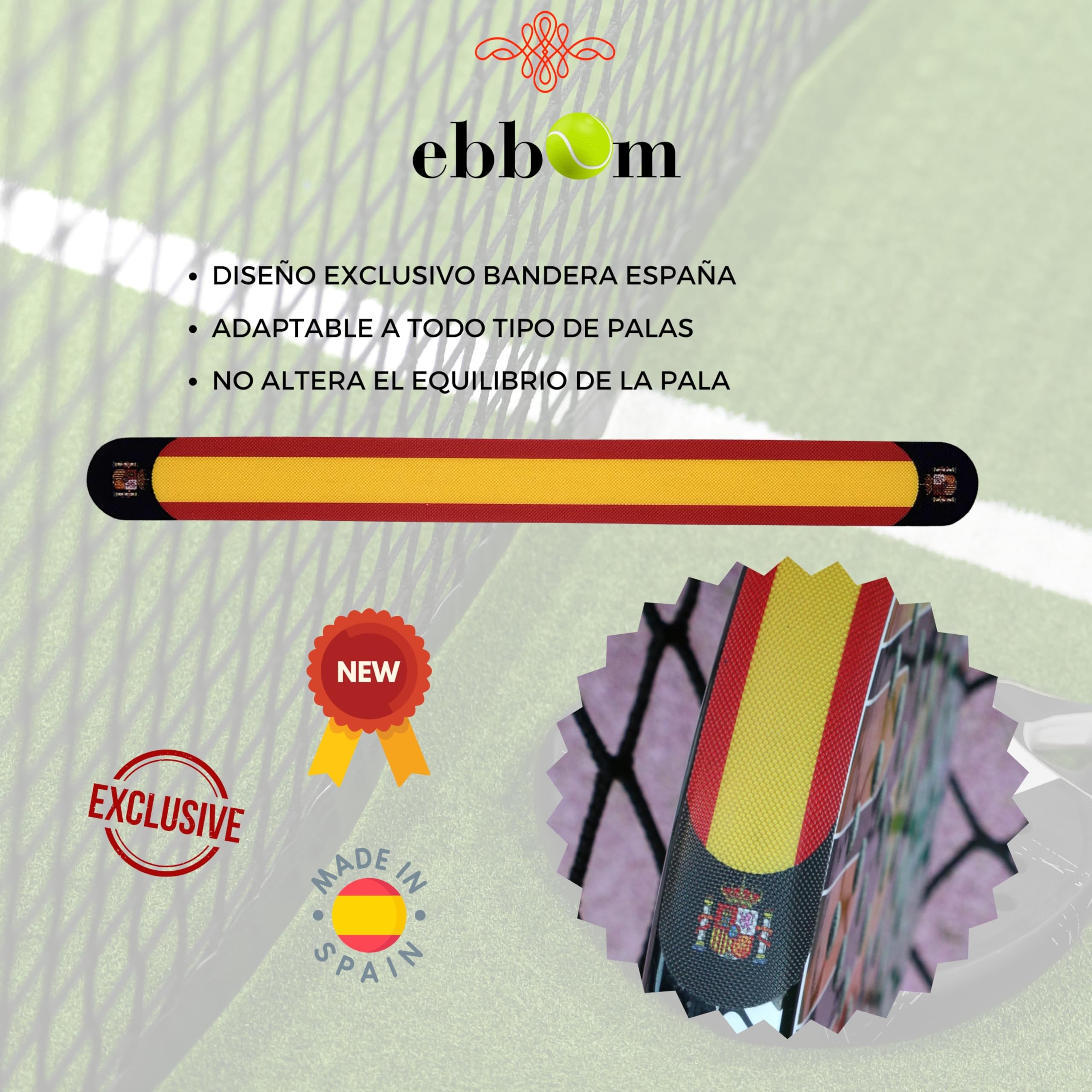 Protector Pala de Padel Ligero Bandera España 35x370mm con Limpiador