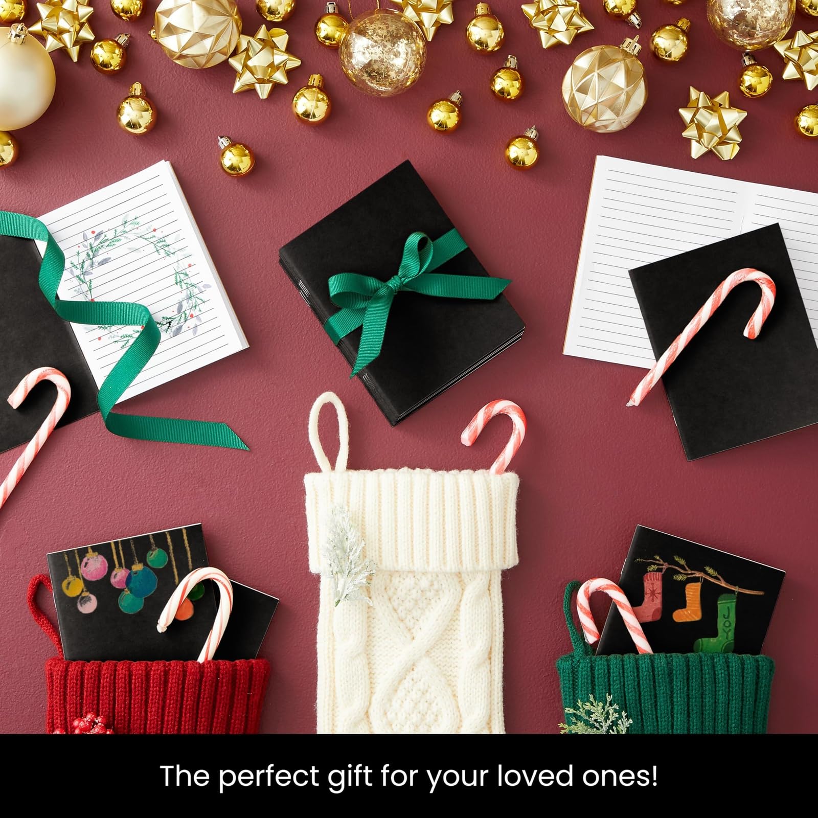 Confezione da 48 piccoli quaderni a righe, copertina in carta kraft nera, 10,9 x 14,2 cm