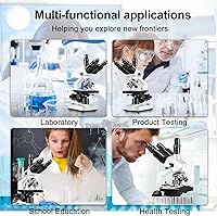 Vista 7 de Microscopio trinocular 40X-5000X de aumento de grado de laboratorio con etapa mecánica dual y microscopio de cámara USB HD para adultos