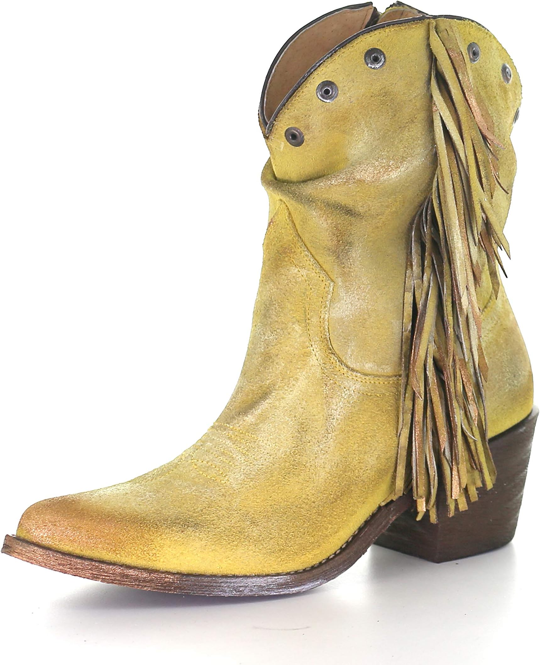 Corral Boots Yellow Stud And Fringe Ankle Boots Q0168 (numeric_10)