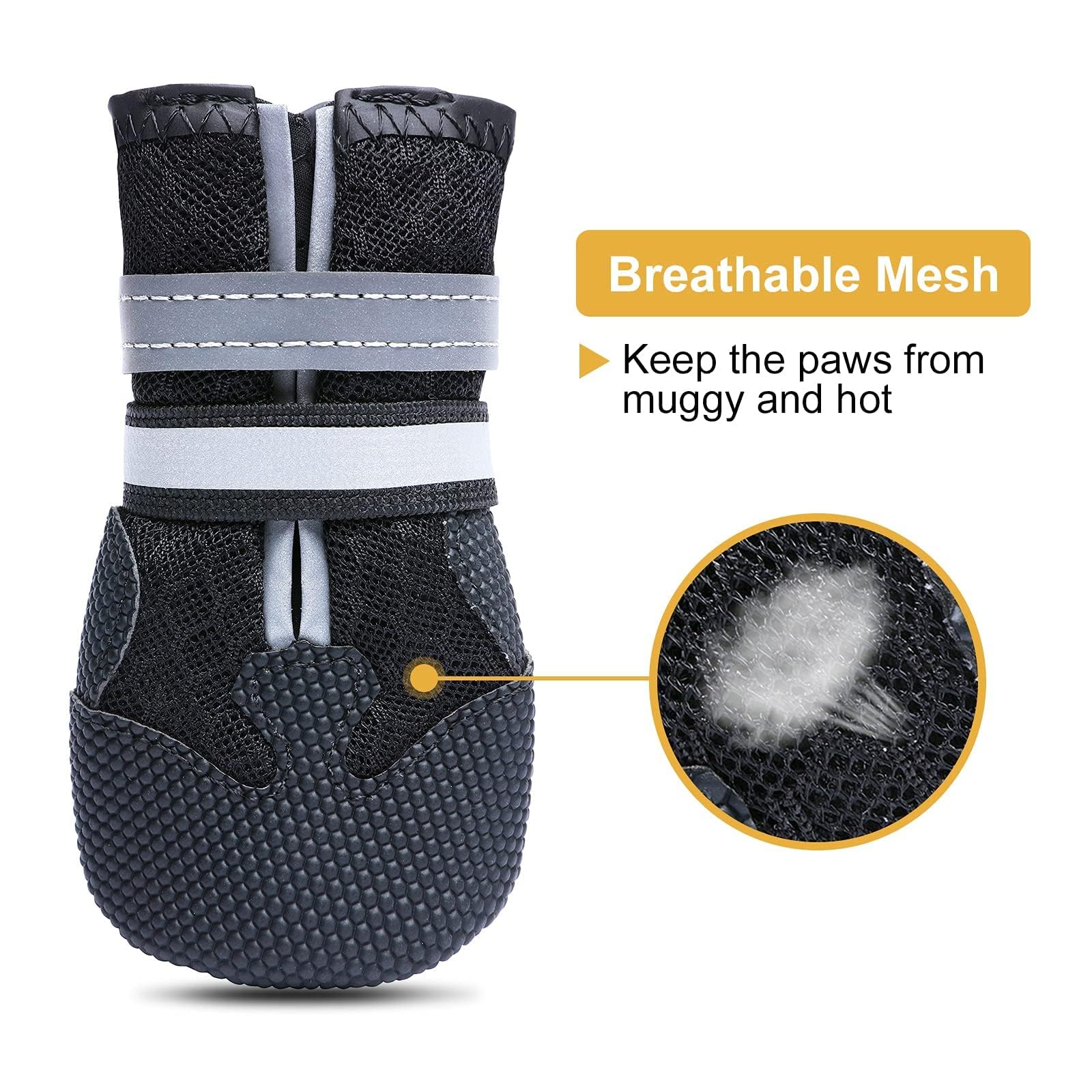 Dimicoo Breathable Dog Boots for Medium Large Dogs,Non-Slip Dog Shoes for Winter Snow and Summer Hot Pavement,Lightweight Paw Protector Dog Booties for Outdoor Walking Indoor Hardwood Floors - image 2