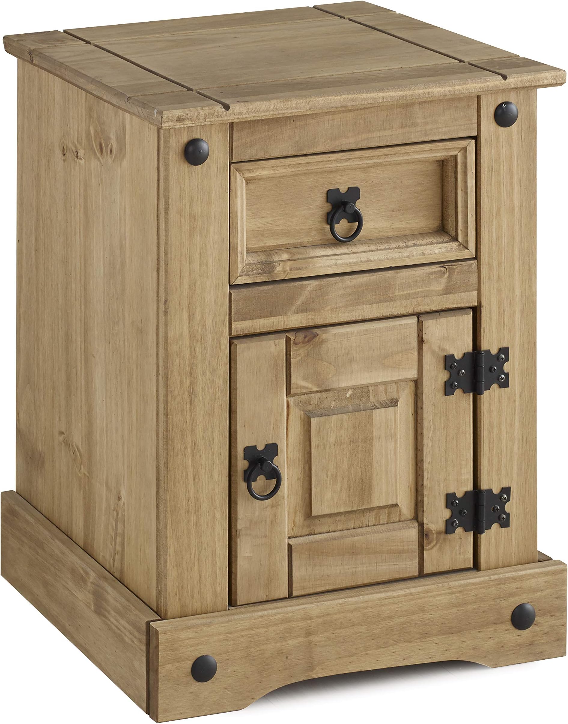 Corona 1 Door 1 Drawer Bedside Table Cabinet Mexican Solid Pine ...