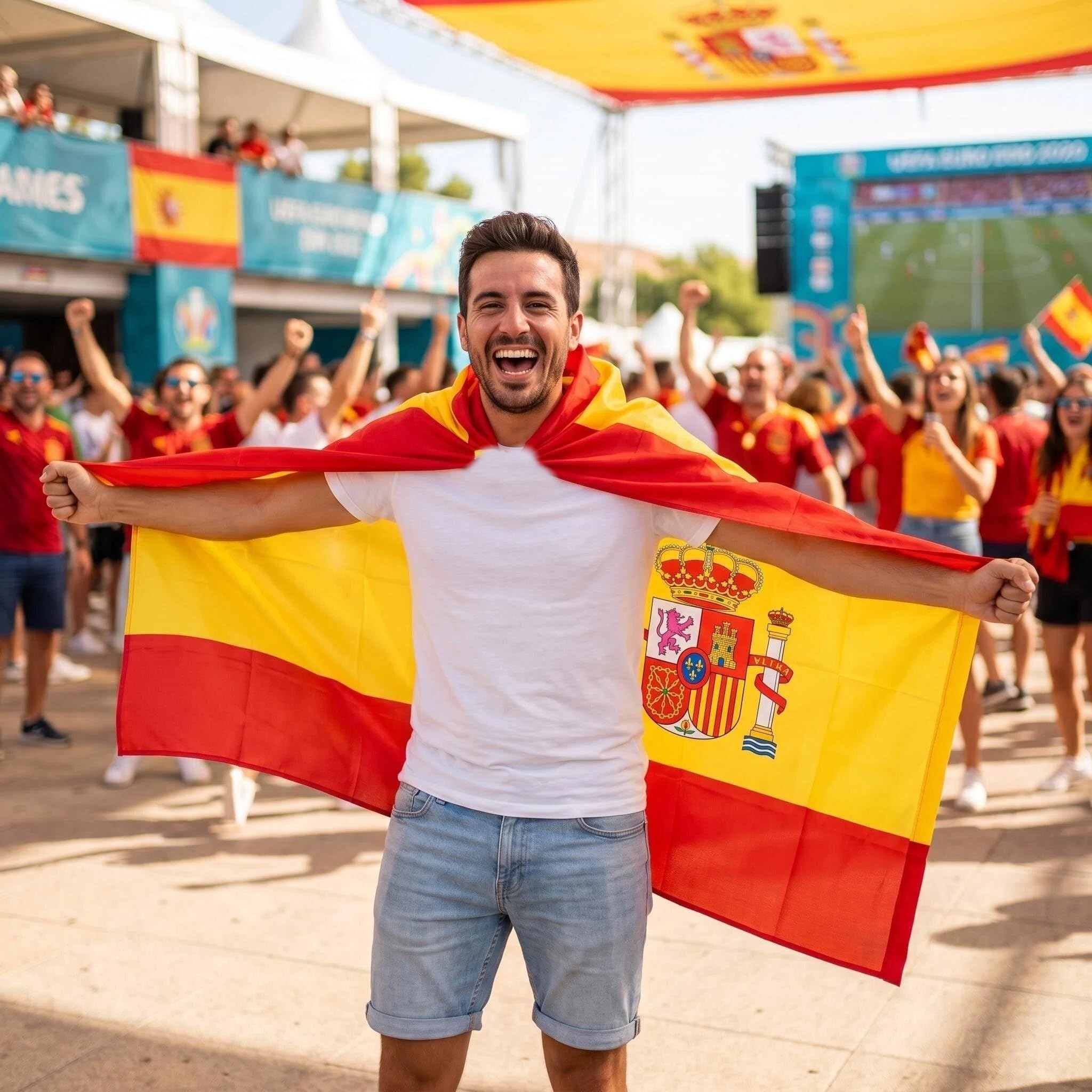 Drapeau de l'Espagne - 140 x 80 cm - Avec manches - Article de fan de l'Espagne - Coupe du monde 2026-100% polyester (Espagne)
