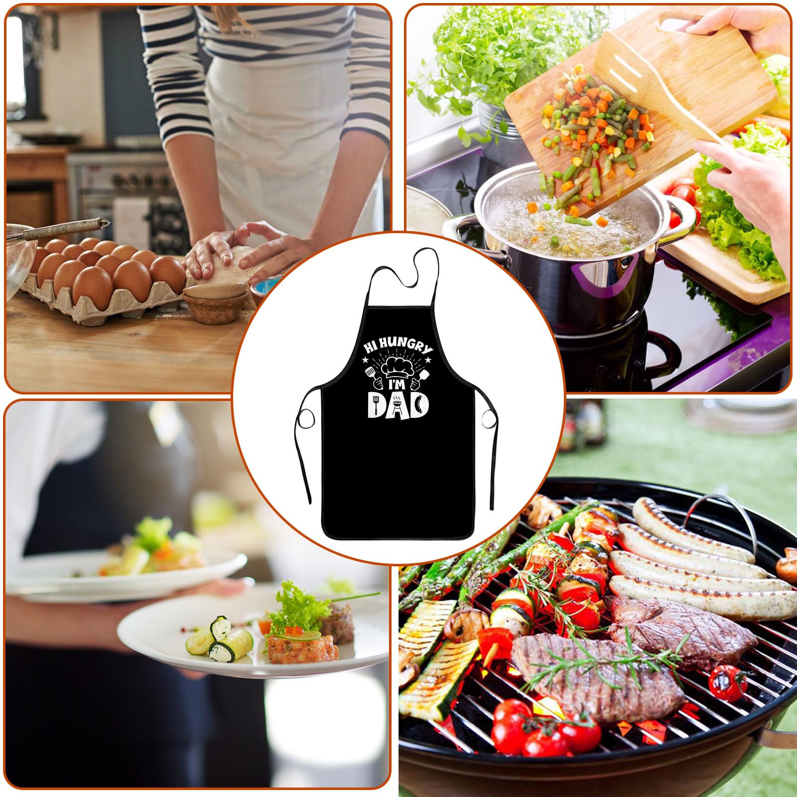 Delantales divertidos para hombre, para hornear, delantales de cocina para hombre, color negro, con texto en inglés "Hi Hungry I'm Dad" para cocinar, regalo para papá, cumpleaños, día del