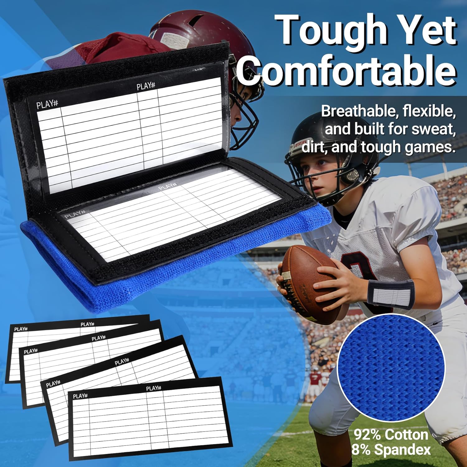 Football Play Wristband - Football Quarterback Play Wristbands for Adult and Youth 2/6/12/20 Pack - Softball Wristbands for Signs for All Sports with 3 Compartments